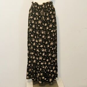Blu Pepper Floral Black Maxi Skirt
